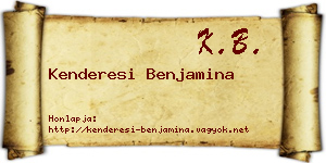 Kenderesi Benjamina névjegykártya